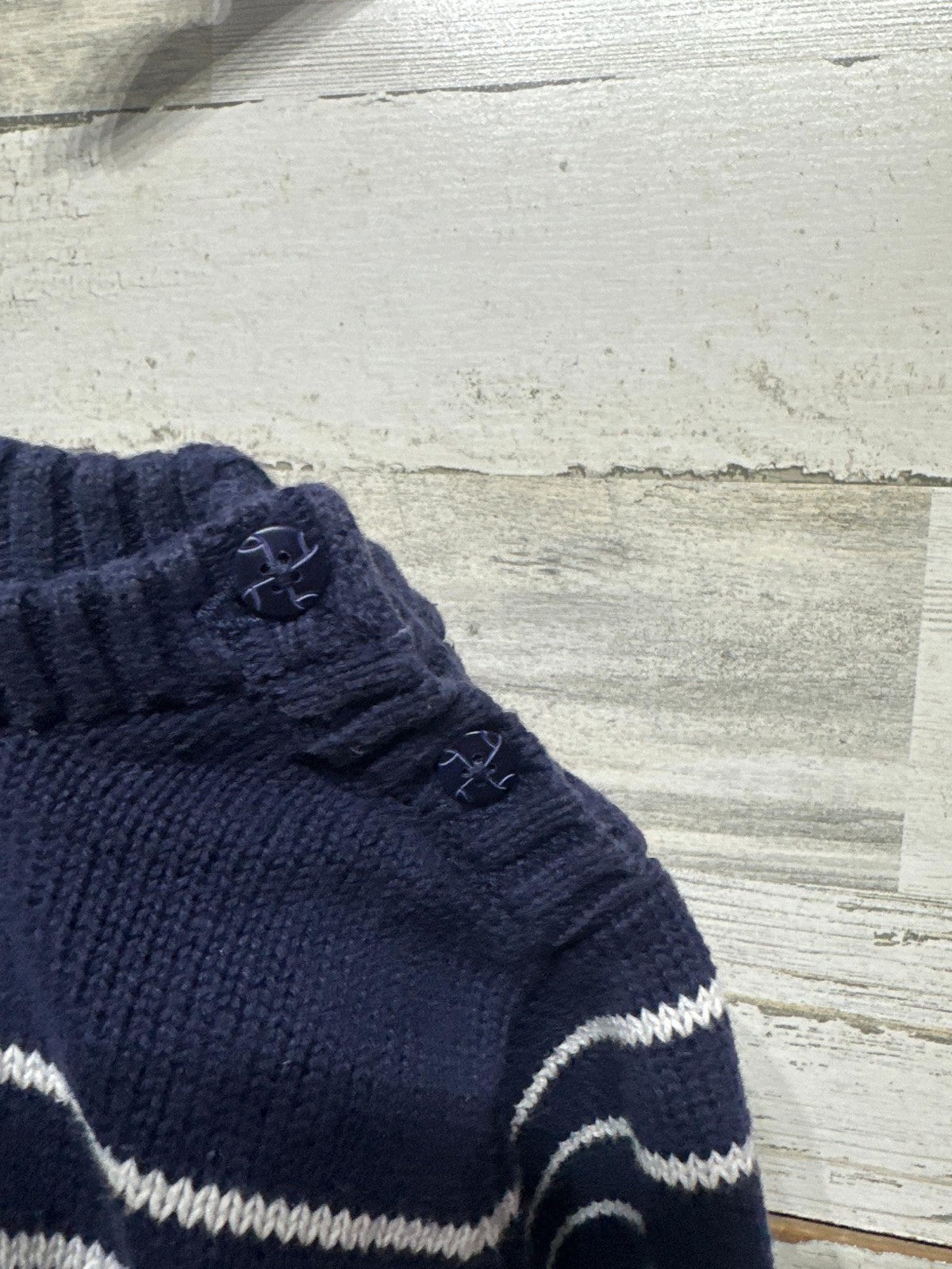 Vintage Gymboree Striped Sweater Boys 12-18 Months Navy Blue Nautical Knit EUC3
