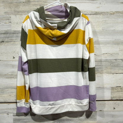 Gaudie Striped Cowl Neck Hoodie Women Small Mardi Gras Colorblock Casual GUC*3