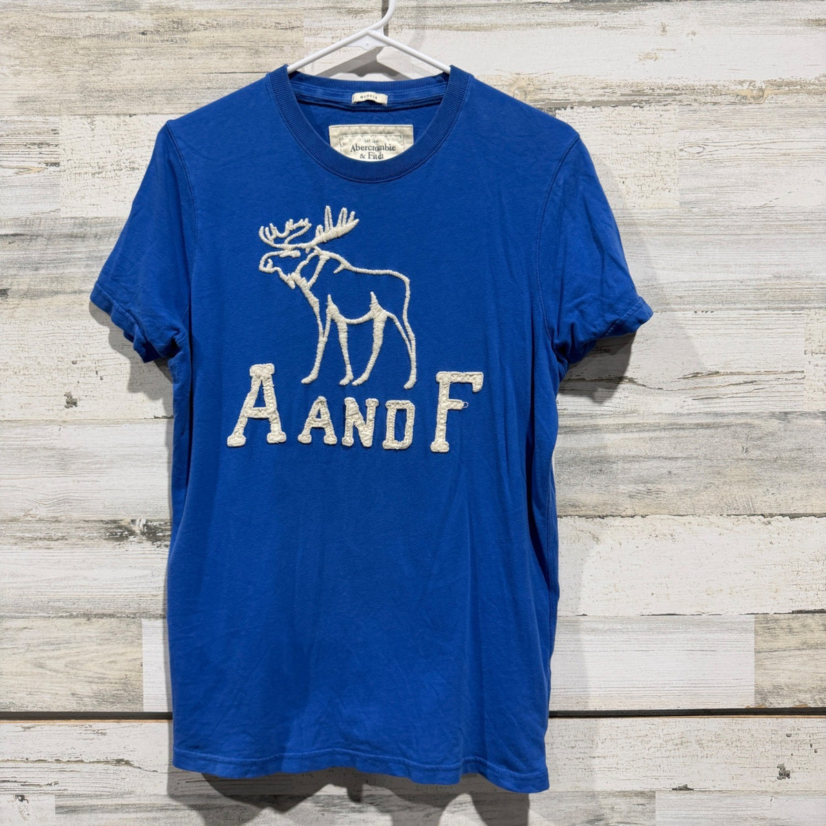 Abercrombie & Fitch Muscle Fit Logo Tee Men Large Blue Cotton Y2K Flawed*0