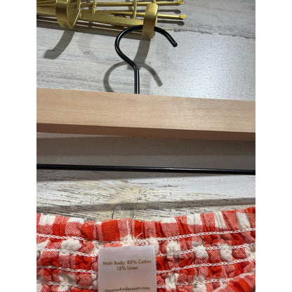 Hanna Andersson Linen Set Girls 12 Red Gingham Check Two Piece *Flawed6