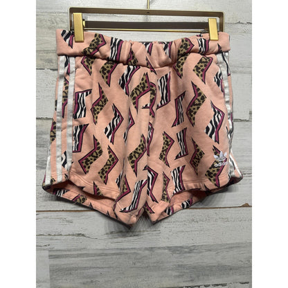 Adidas Shorts Girls 13/14 Pink Animal Print Leopard Zebra Trefoil EUC0