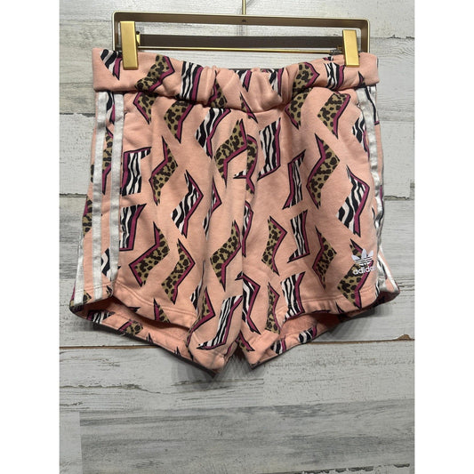 Adidas Shorts Girls 13/14 Pink Animal Print Leopard Zebra Trefoil EUC0