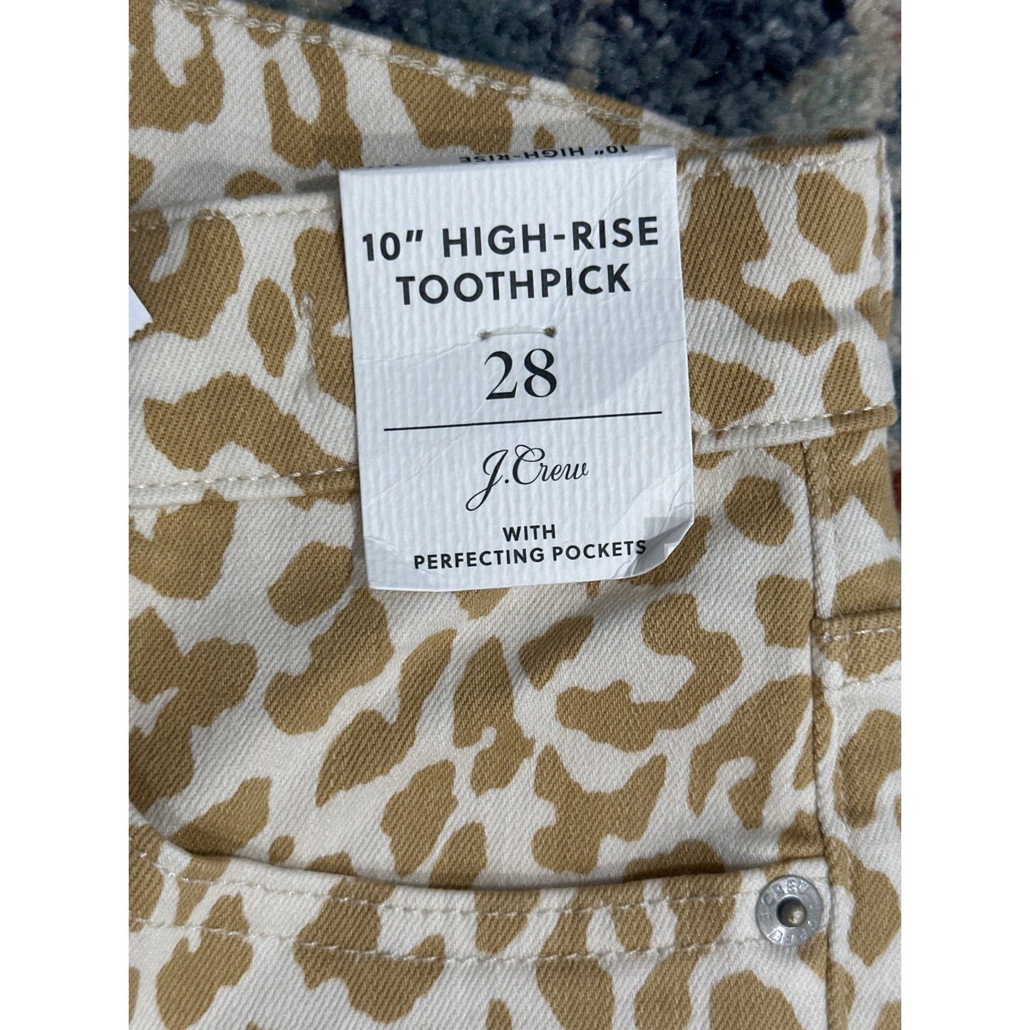 J. Crew Toothpick Jeans Women 28 Tan Leopard Print High Rise Skinny NWT3