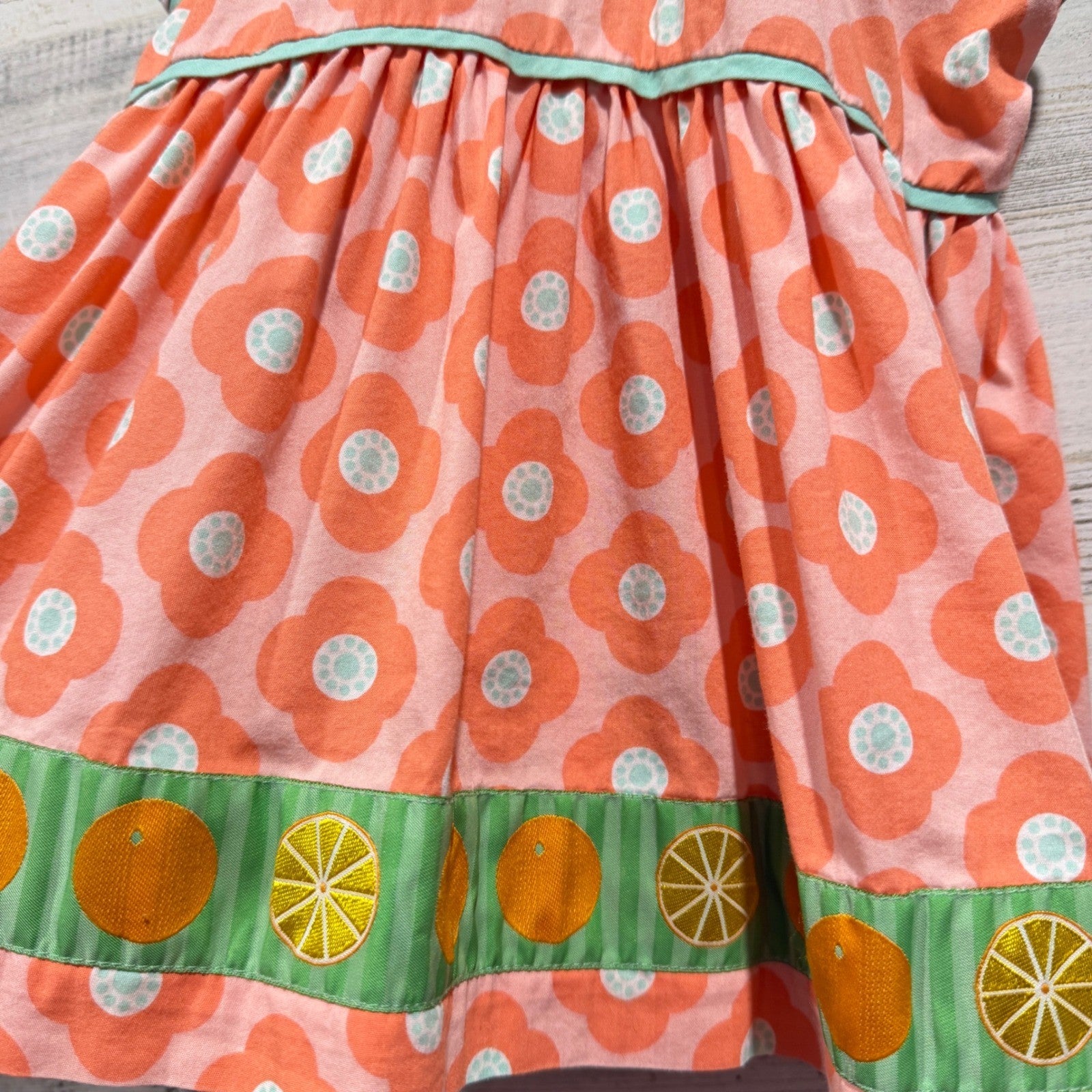 Matilda Jane Tunic Top Girls 6 Pink Floral Citrus Fruit Mixed Print EUC2