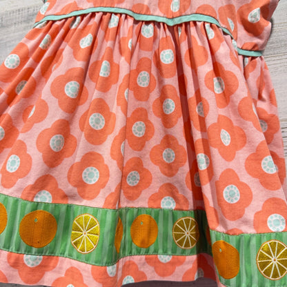 Matilda Jane Tunic Top Girls 6 Pink Floral Citrus Fruit Mixed Print EUC2