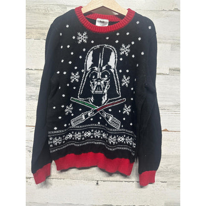 Star Wars Jumping Beans Sweater Boys 10 Black Darth Vader Ugly Christmas EUC0
