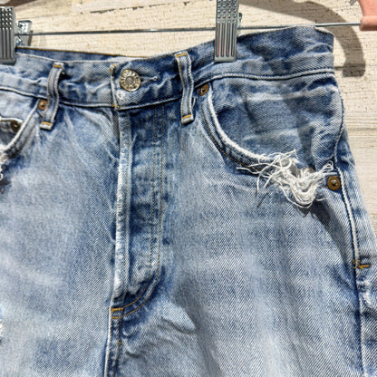 AGOLDE Parker Shorts Women 27 Blue Distressed High Rise Cut Off Denim EUC1