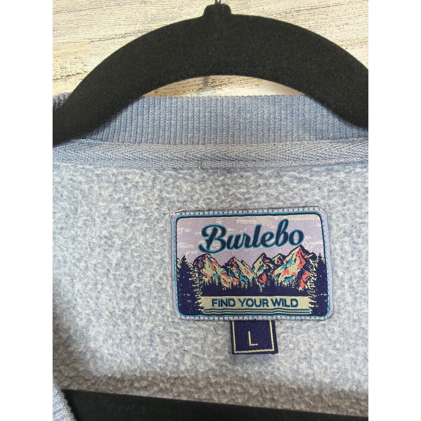 Burlebo Sweatshirt Women Large Blue Distressed Texas TX Graphic Flawed*5