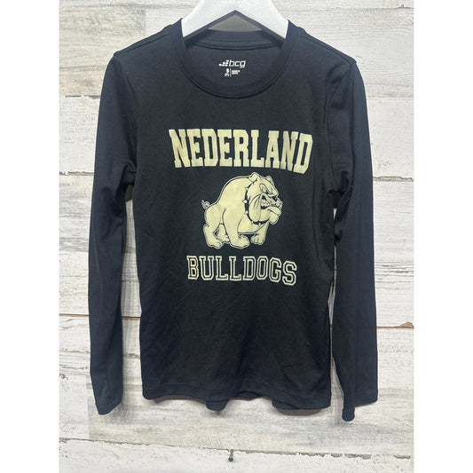 BCG Long Sleeve Shirt Boys 7 Black Nederland Bulldogs Graphic EUC0