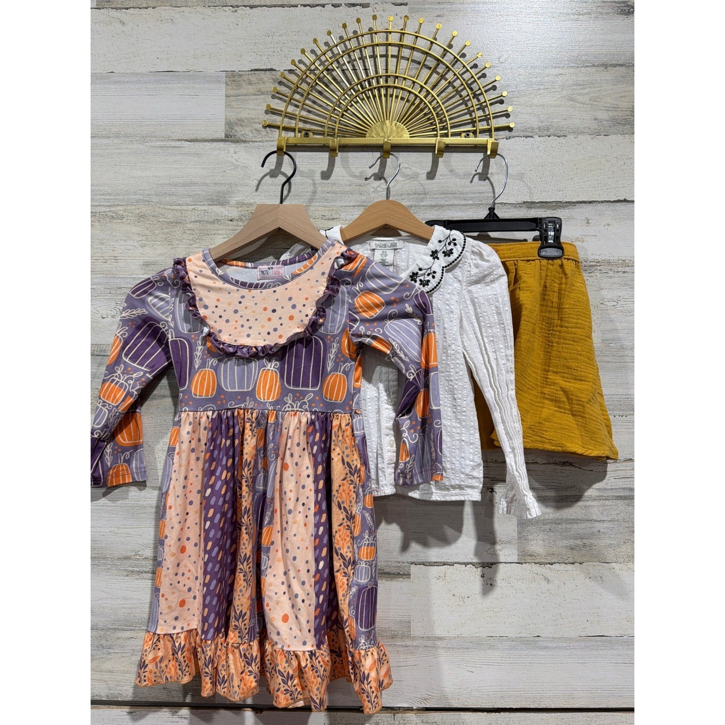 Pete & Lucy Rachel Zoe Girls 4T Pumpkin Dress Shirt Skirt Fall Bundle EUC0