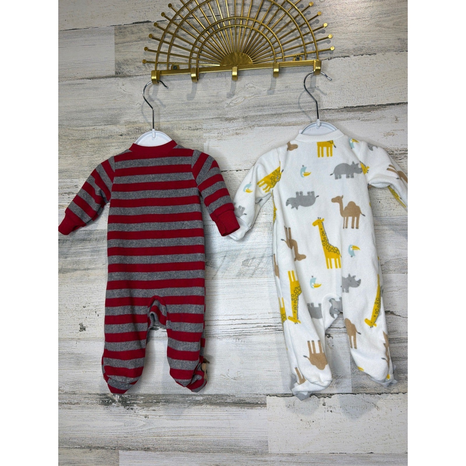 Carter's Fleece Sleepers Bundle Boys Newborn Multi Reindeer Safari Cozy4