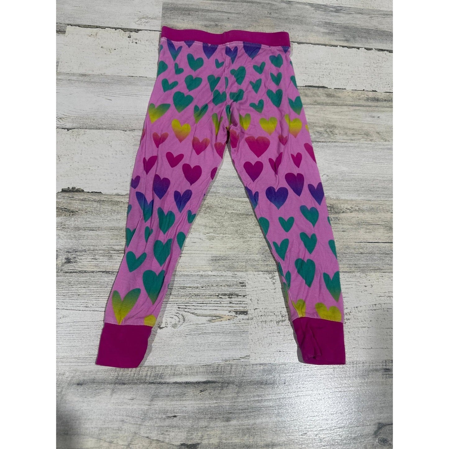 Little Sleepies Pajama Pants Girls 18-24 Months Pink Rainbow Ombre Hearts EUC2