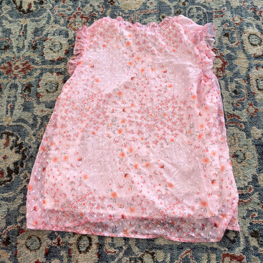 Floral Swiss Dot Ruffle Blouse Women XL Pink Polyester Cottagecore0