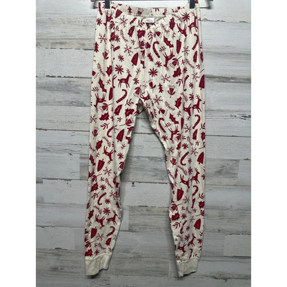 Hanna Andersson Pajama Set Womens Large White Red Holiday Reindeer Organic EUC4