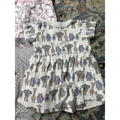 Girls 3-6M Pink Purple Bundle HB Carter's Cat & Jack Bodysuits Sleeper GUC3
