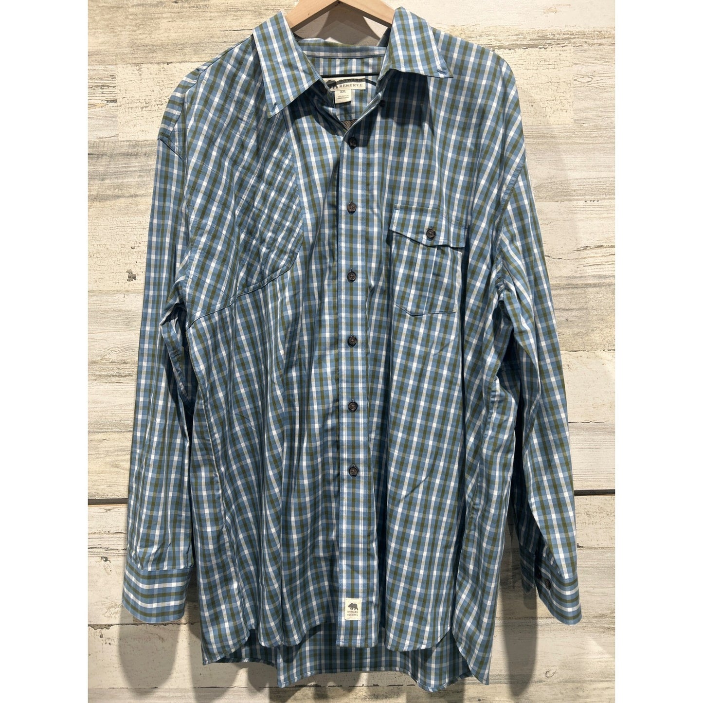 Onward Reserve Button Down Men XXL Blue Green Plaid Gingham Preppy EUC0