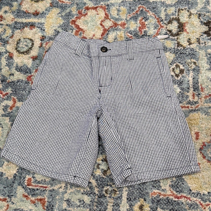 Janie and Jack Gingham Shorts Boys 5 Navy Blue Check Preppy Classic GUC*1