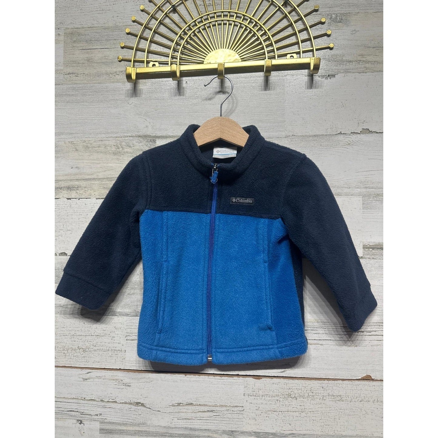 Columbia Fleece Jacket Kids 12-18M Blue Colorblock Full Zip EUC0