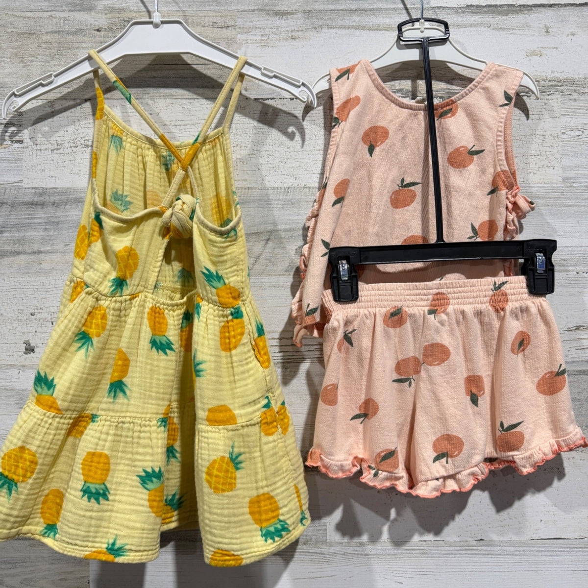 Jessica Simpson Cat Jack Dress & Short Set Girls 4T Yellow Peach Cotton Flawed*9