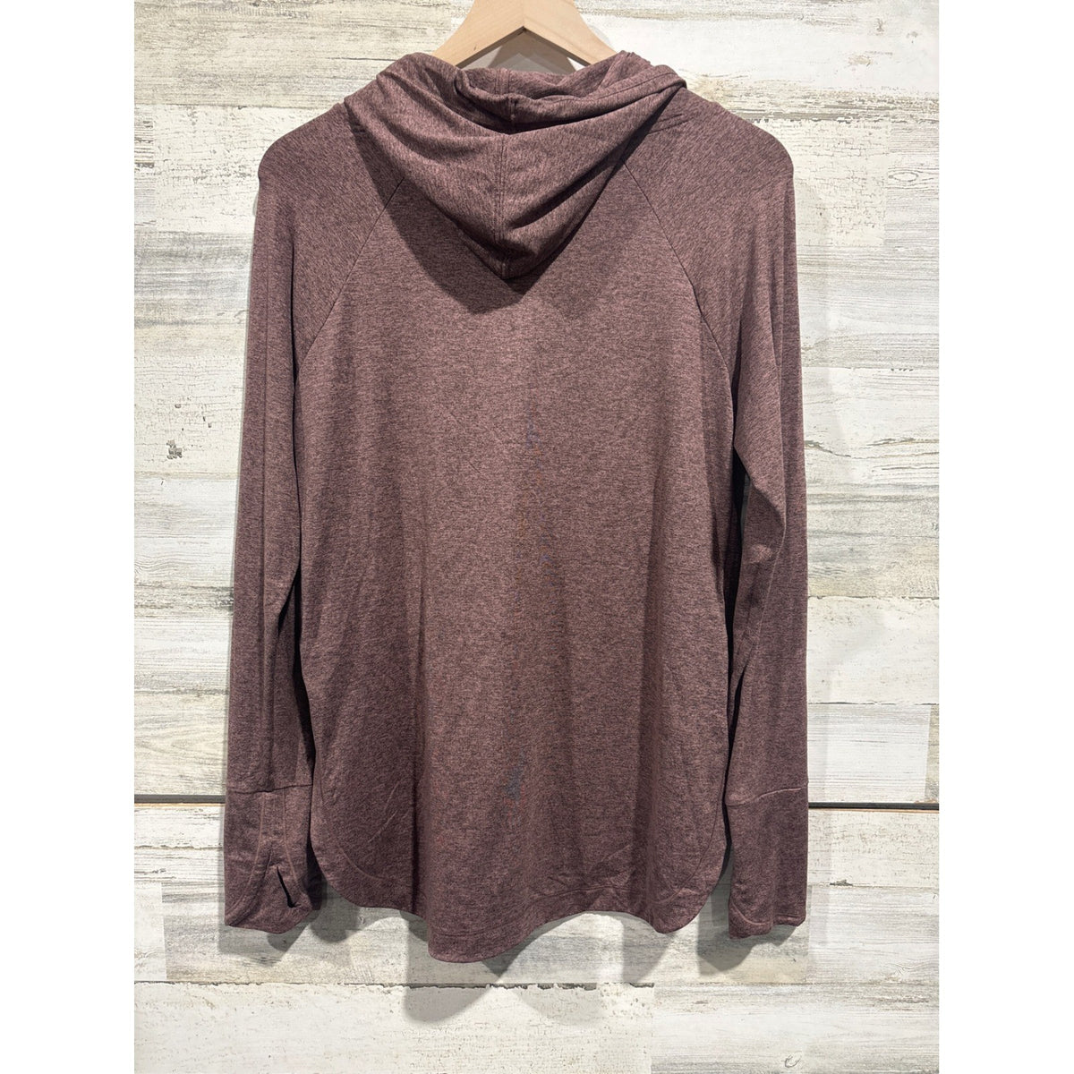 Athleta Coaster Luxe Hoodie Women M Maroon Cowl Neck Thumbhole Athleisure EUC2