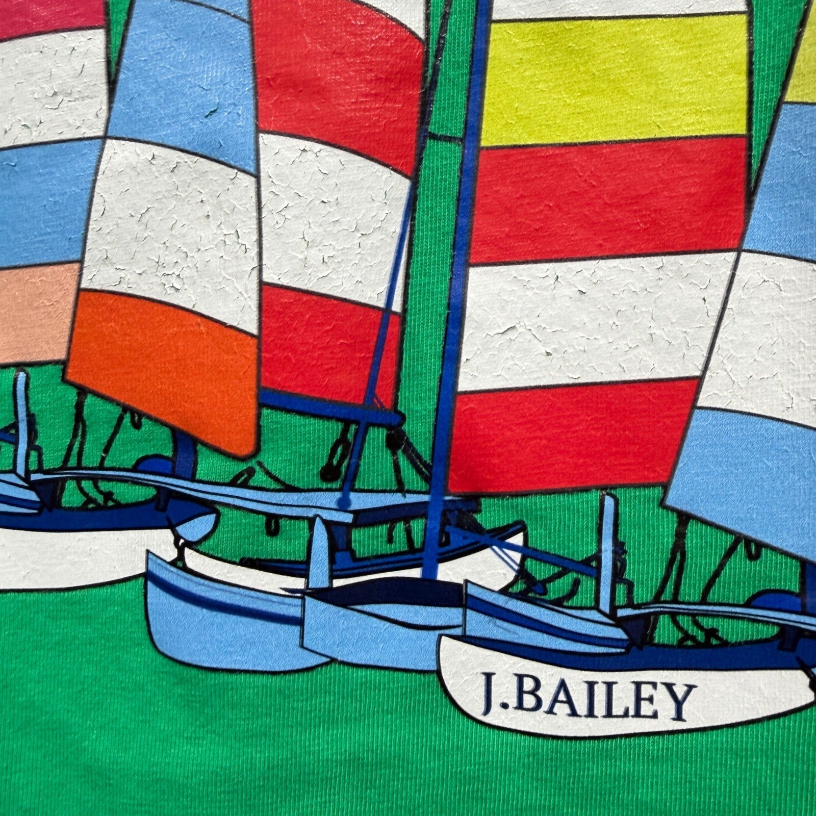 J. Bailey Cat & Jack Shirt Shorts Set Boys Size 6 Green Blue Sailboat *Flawed6