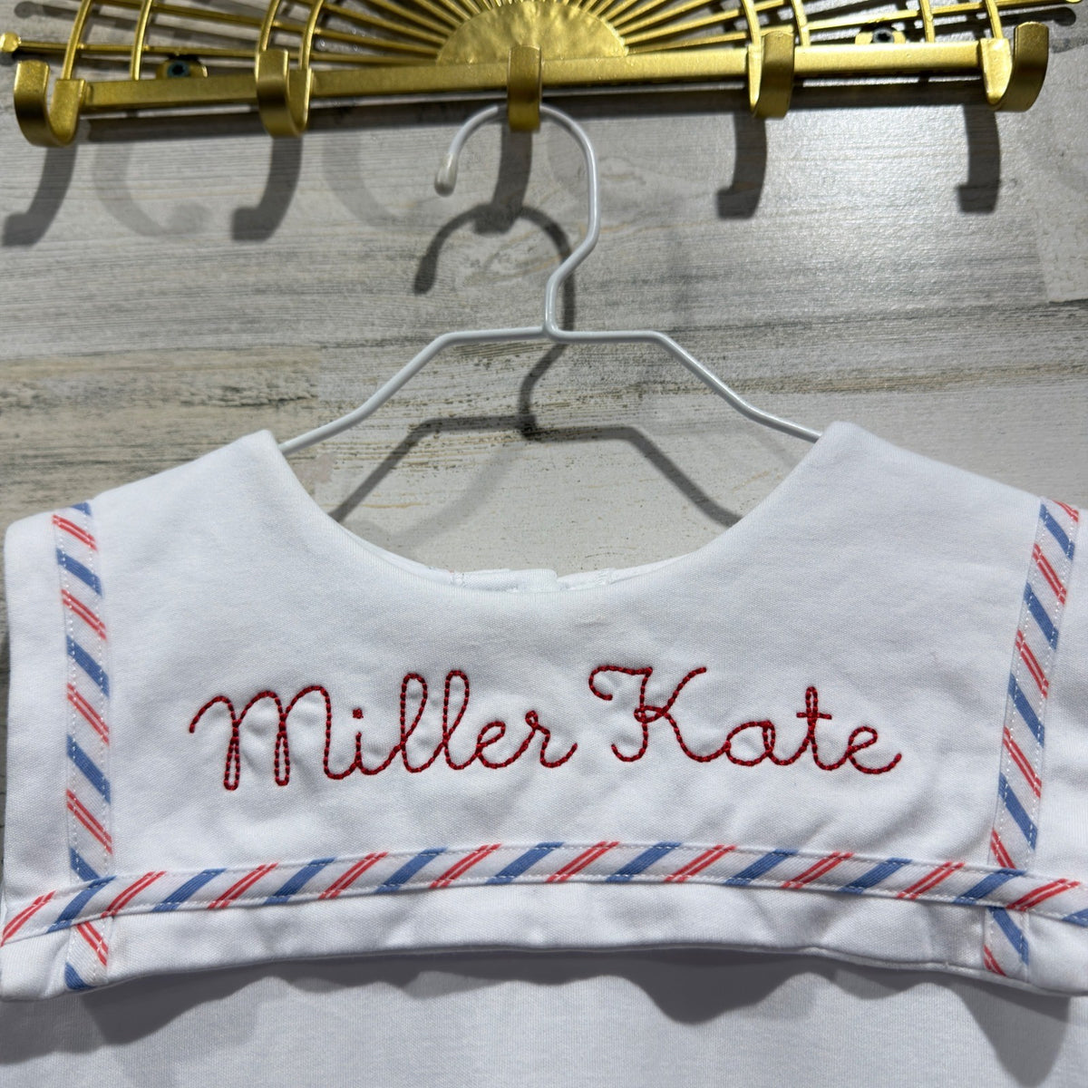 Lullaby Set Sailor Dress Girls 5 White Red Blue Striped Cotton Preppy Flawed*1