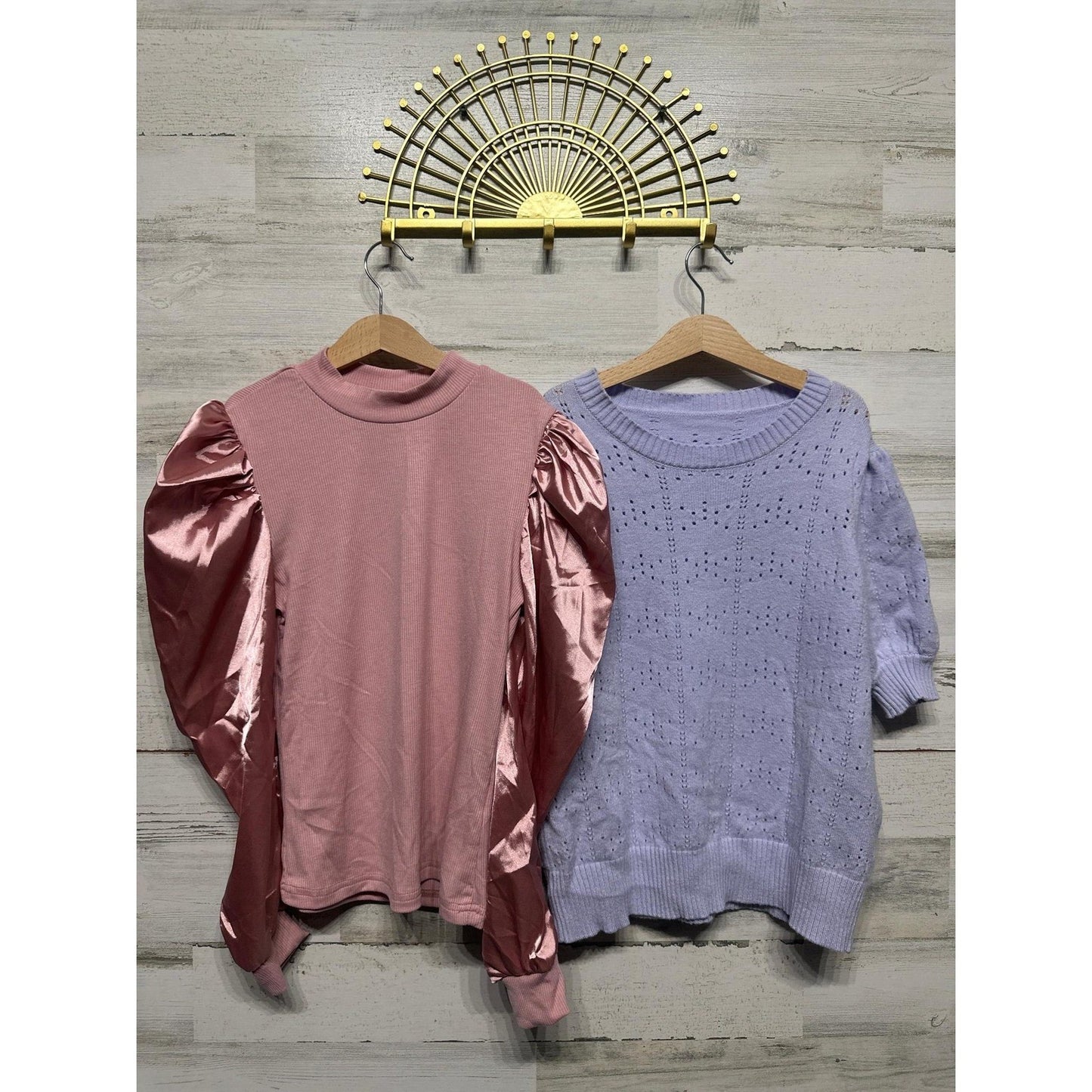 Boutique Tops Bundle Girls 12-14 Pink Purple Satin Puff Sleeve Pointelle EUC0