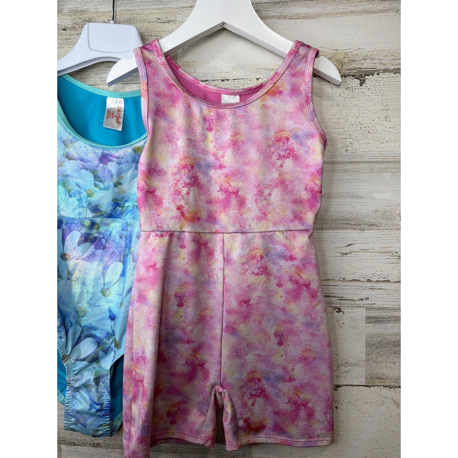 Cat & Jack Dance Leotard Bundle Girls Small 6/6X Blue Pink Leopard EUC2