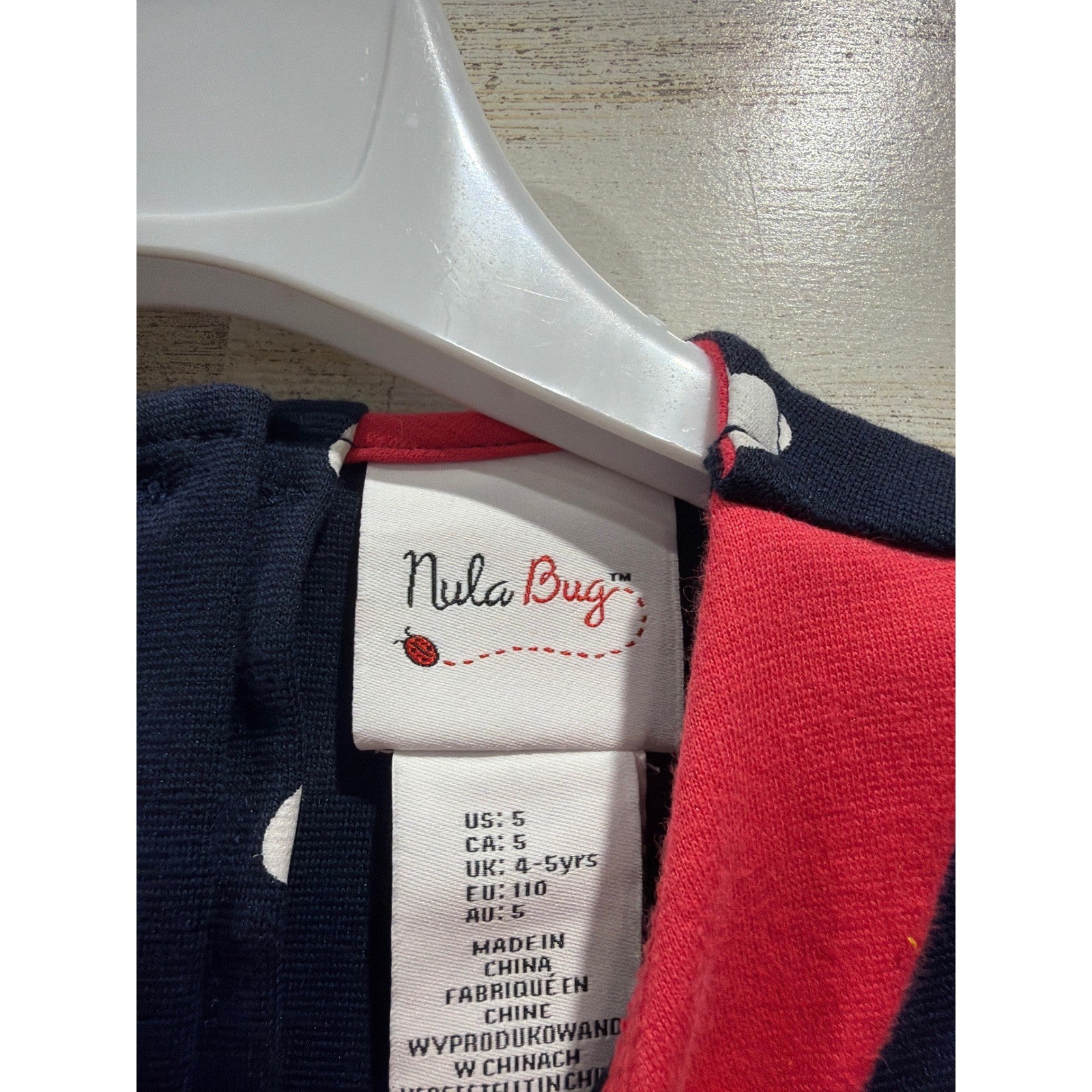 Nula Bug Heart Print Dress Girls 5 Navy Blue Peter Pan Collar Mod EUC1