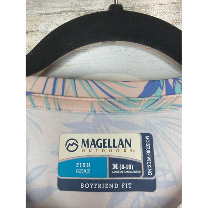 Magellan Rash Guard Girls Size M 8-10 Pink Blue Tropical Fish Gear EUC2