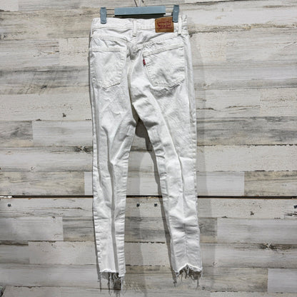 Levis 501 Skinny Jeans Women 27 White Cotton Distressed Raw Hem Flawed*4