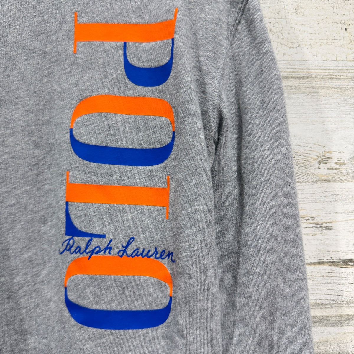 Polo Ralph Lauren Sweatshirt Kids Size 7 Grey Logo Graphic Sporty1
