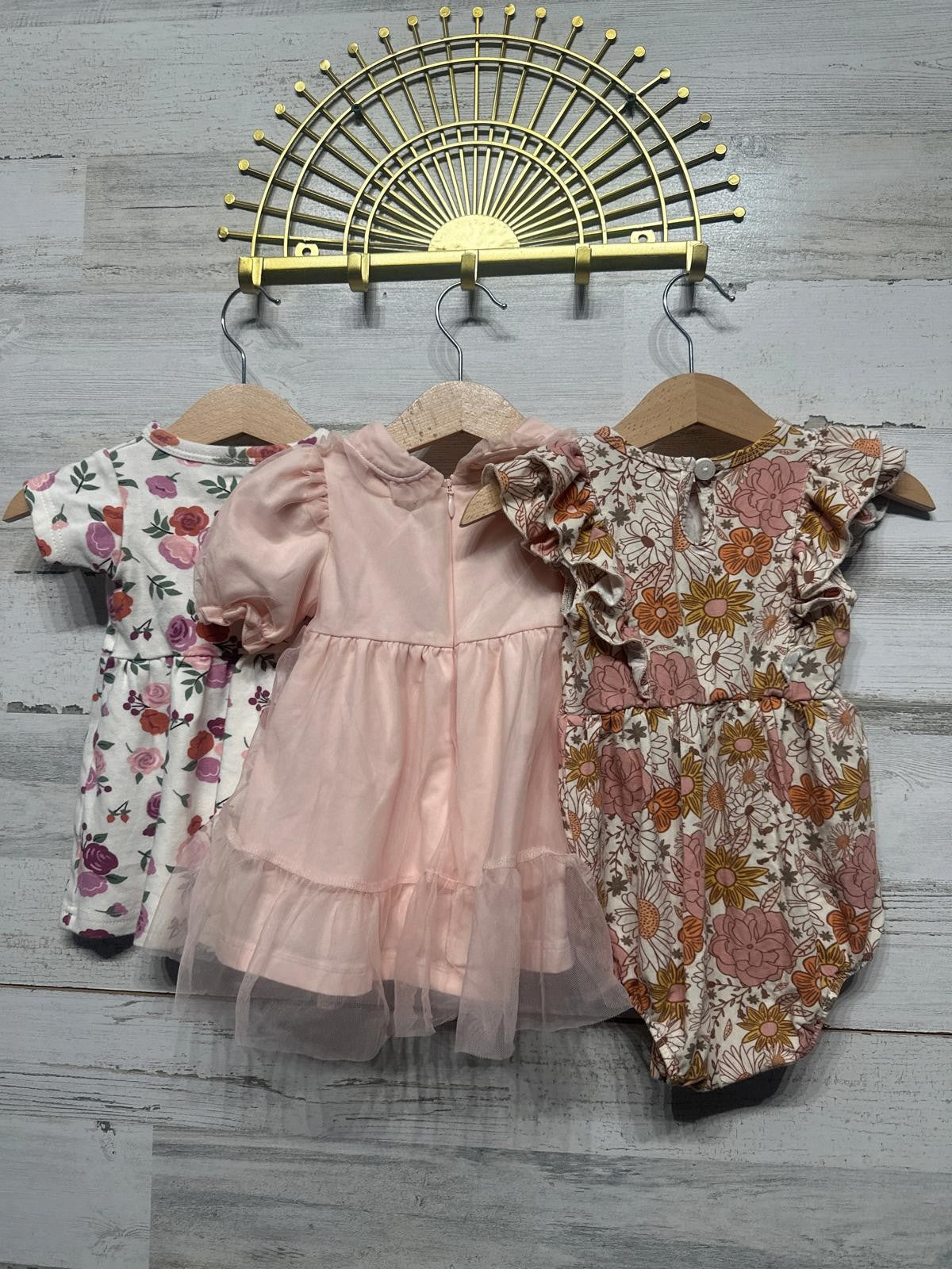 Baby Dress Romper Bundle Girls 3-6M Pink Floral Ruffle Tutu EUC4