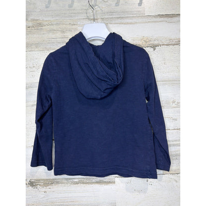 Polo Ralph Lauren Hooded Shirt Boys 5 Navy Blue Cotton Slub Hoodie EUC3