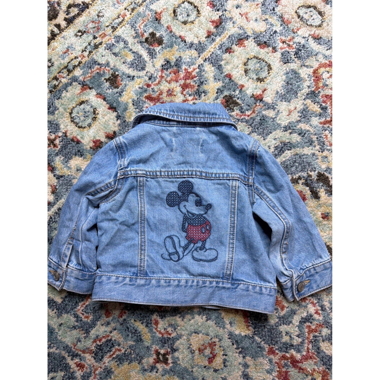 Gap Disney Denim Jacket Boys 6-12M Blue Mickey Mouse Trucker Disneycore EUC1