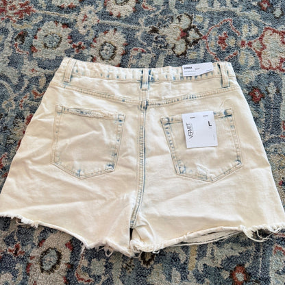 Vervet Sienna Denim Shorts Womens Large Cream Acid Wash Cotton Distressed NWT1