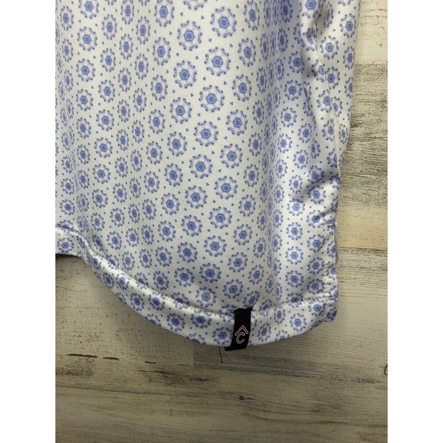 Rafter C Polo Shirt Mens 3XL White Blue Geometric Performance Western EUC3