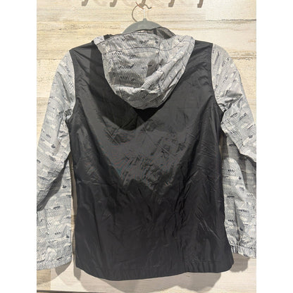 The North Face Rain Jacket Girls M 10/12 Grey Geometric DryVent Gorpcore EUC5