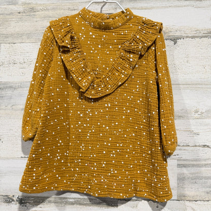 Rylee + Cru Dress Girls 2-3Y Mustard Star Gauze Ruffle Boho EUC0
