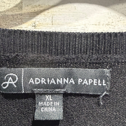 Adrianna Papell Sheer Puff Sleeve Sweater Women XL Black Viscose Blend Romantic2