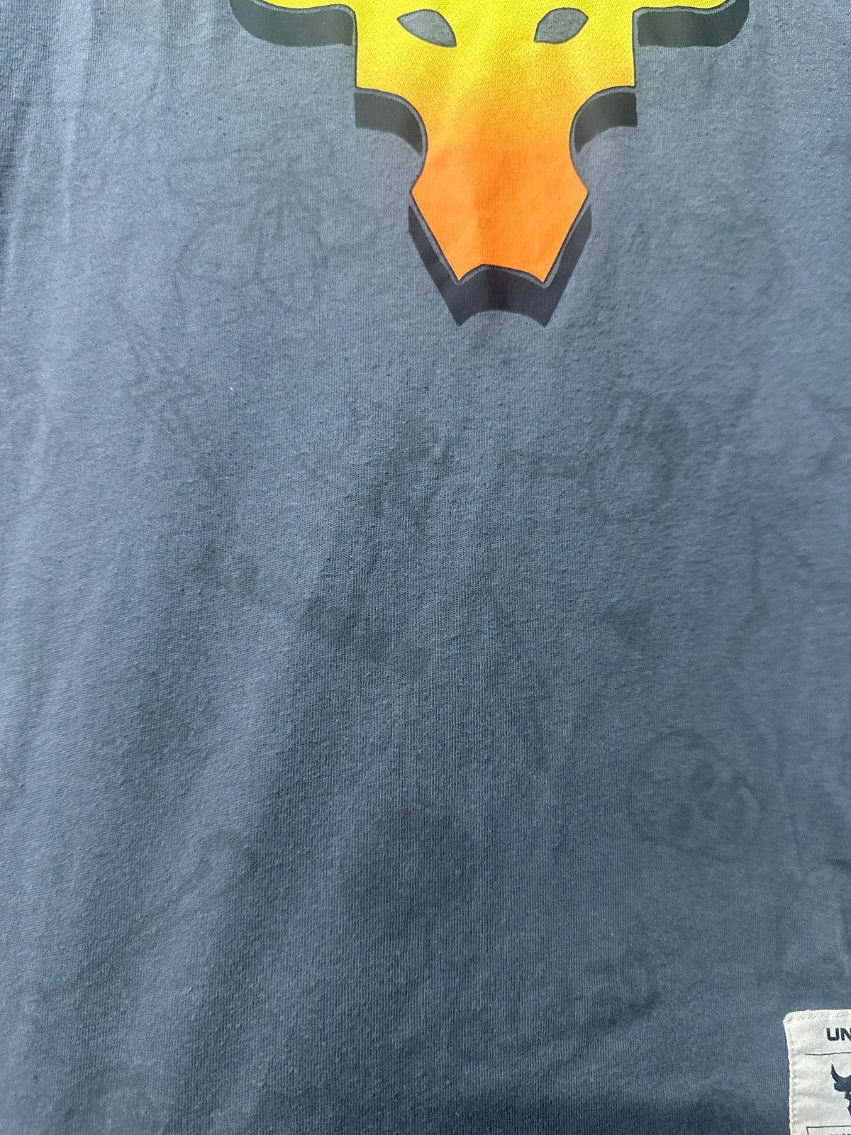 Under Armour Project Rock T-Shirt Boys Small Gray Brahma Bull Graphic GUC1