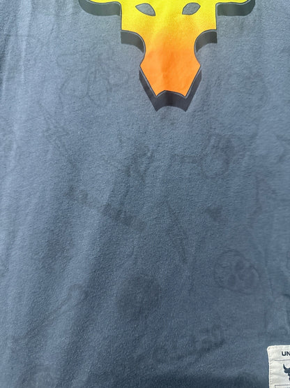 Under Armour Project Rock T-Shirt Boys Small Gray Brahma Bull Graphic GUC1