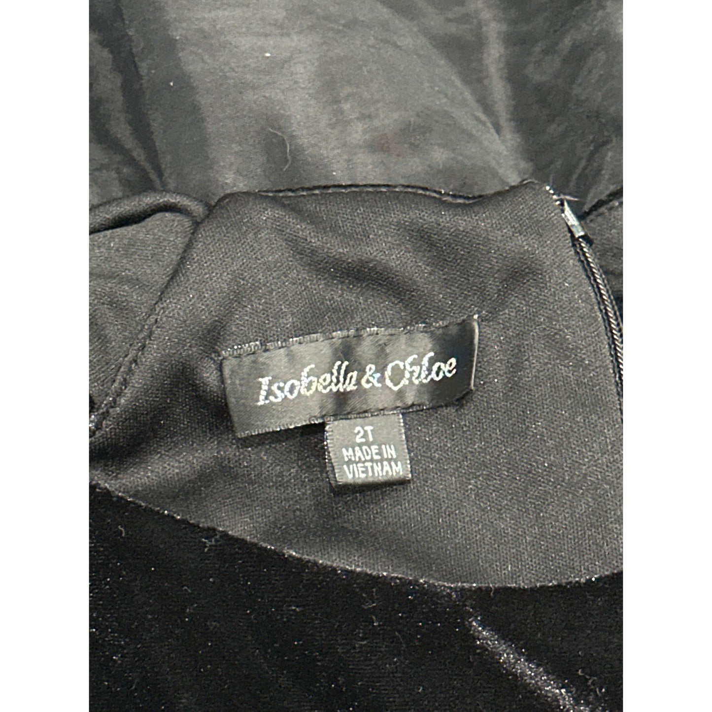 Isobella & Chloe Dress Girls 2T Black Velvet Taffeta Rosette Ruffle EUC4