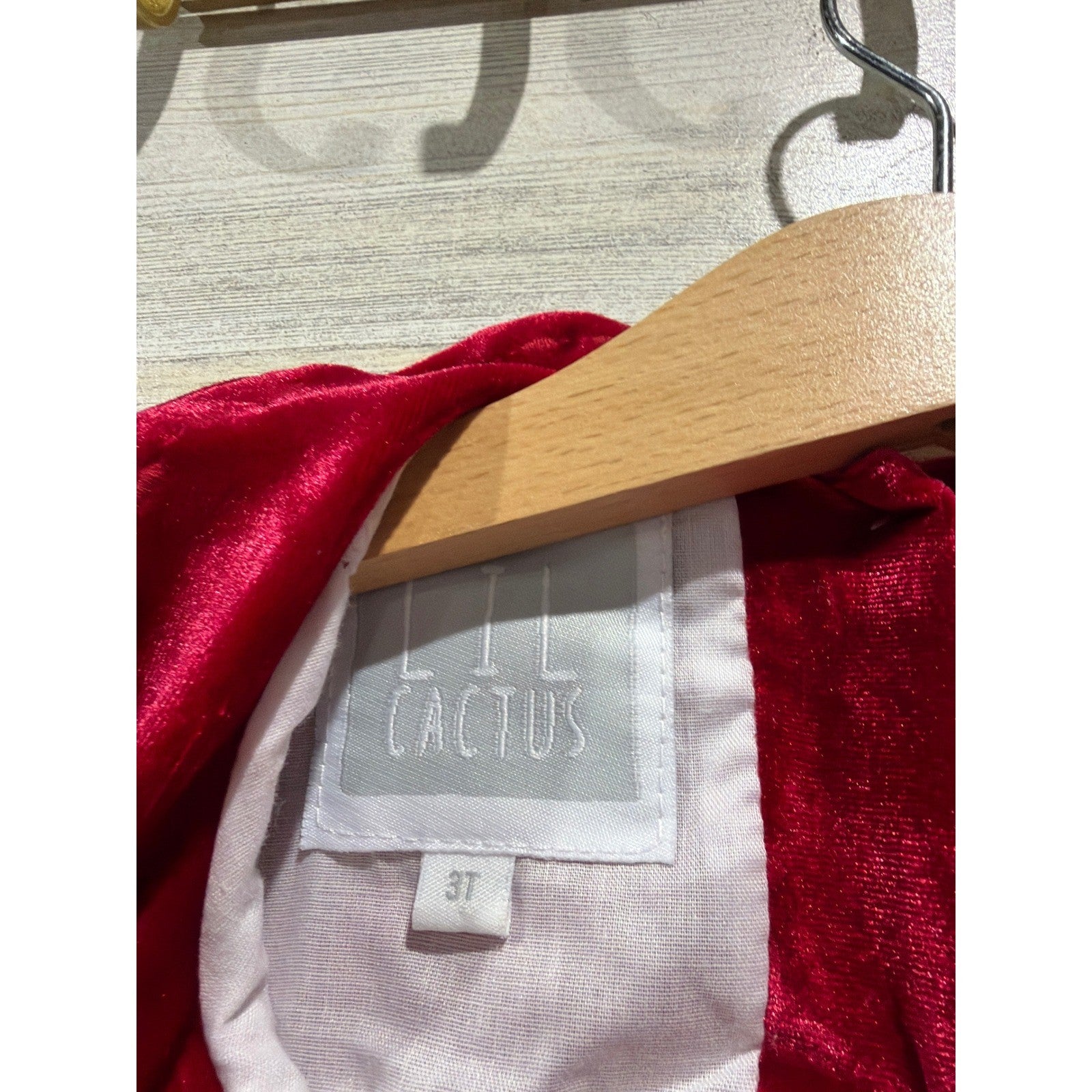 Lil Cactus Velvet Dress Girls 3T Ruffle Trim Holiday Christmas Classic EUC2