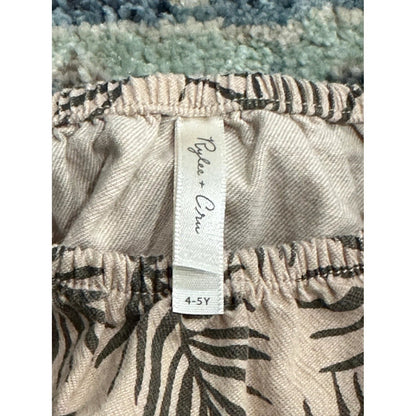 Rylee + Cru Palm Leaf Tunic Girls 4-5Y Tan Tropical Boho Tan Resort EUC1
