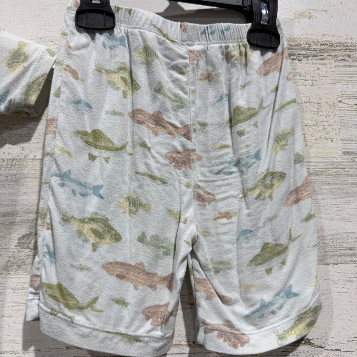 Angel Dear Fish Bamboo Pajama Set Boys 5 Blue Viscose Spandex Flawed*4