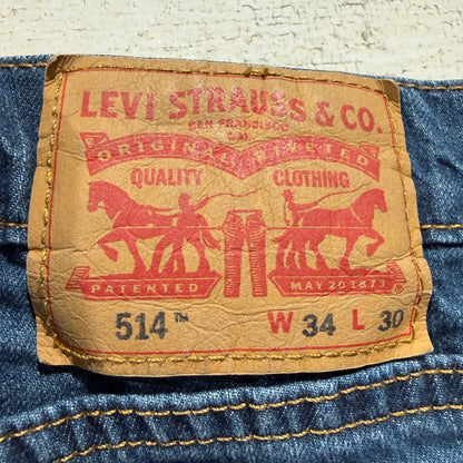 Levi's 514 Straight Fit Jeans Men 34x30 Blue Denim Stretch Modern EUC4