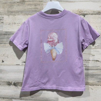 J. Bailey Ice Cream Bow Graphic T-Shirt Girls 5 Purple 100% Cotton Flawed*5