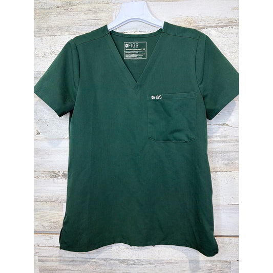 Figs Casma Scrub Top Women XS Green V-Neck Technical Collection EUC0