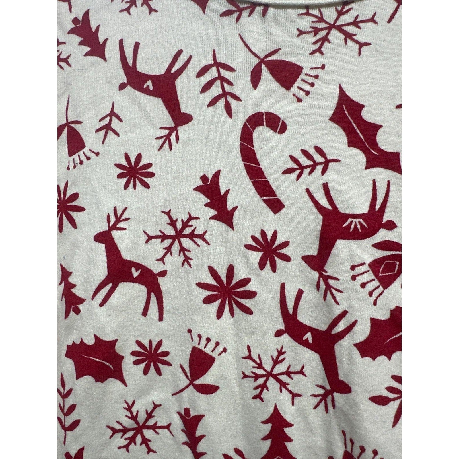 Hanna Andersson Pajama Set Womens Large White Red Holiday Reindeer Organic EUC1